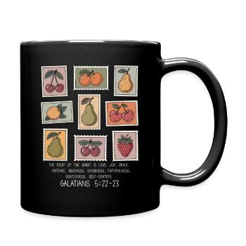Fruits of the Spirit – Vintage stamped - Full Colour Mug - black - Right