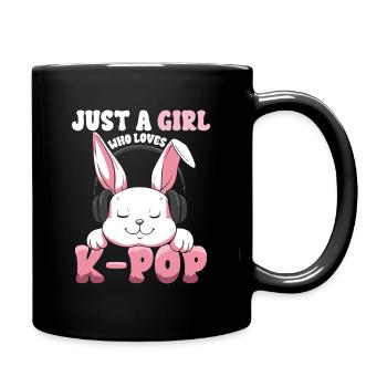 K-Pop Bunny  mit Kopfhörern - Tasse einfarbig - Schwarz - Rechts