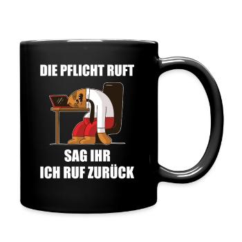 Duty calls, tell her I'll call back - Full Colour Mug - black - Right