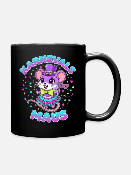 Karnevalsmaus Süß Fasching Kostüm Geschenk Kinder - Tasse einfarbig - Schwarz