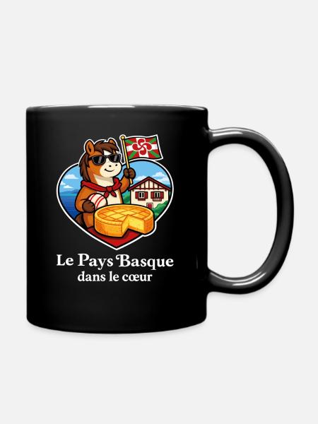 Pays Basque dans le Cœur Pottok Gâteau Basque - Mug uni - noir