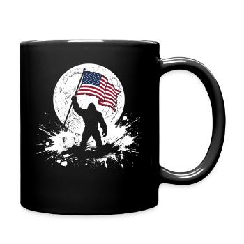 Bigfoot Lune Bigfoot patriotique drôle pour le 4e anniversaire - Mug uni - noir - Droite