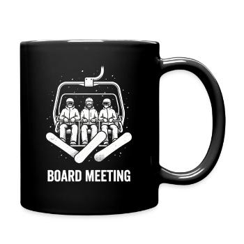 Vorstandssitzung Snowboard Sessellift Retro - Tasse einfarbig - Schwarz - Rechts