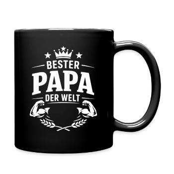 Bester Papa der Welt Krone Motiv - Tasse einfarbig - Schwarz - Rechts