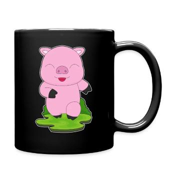 Pig Jogger Jogging Sport - Full Colour Mug - black - Right
