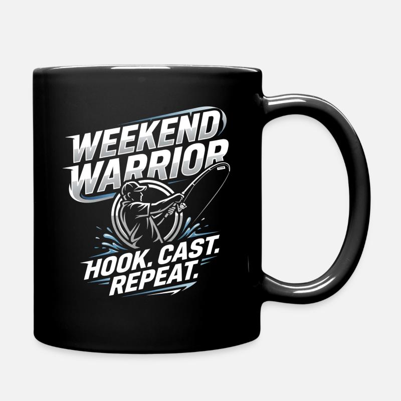 Répétition du pêcheur du Weekend Warrior Hook Cast - Mug uni - noir