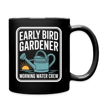 Early Bird Gardener Morning Water Crew - Full Colour Mug - black - Right