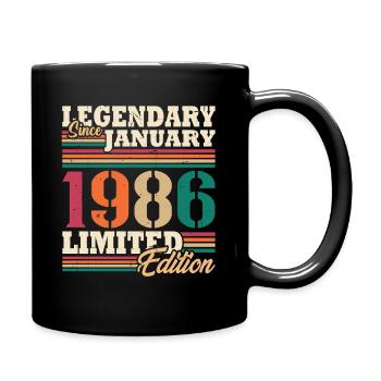 Vintage-Retro-Geburtstagsgeschenk im Januar 1986 - Tasse einfarbig - Schwarz - Rechts