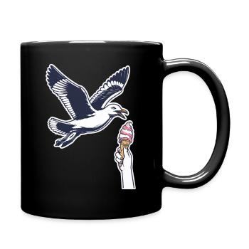 Lustige Möwe Stiehlt Eiscreme - Tasse einfarbig - Schwarz - Rechts