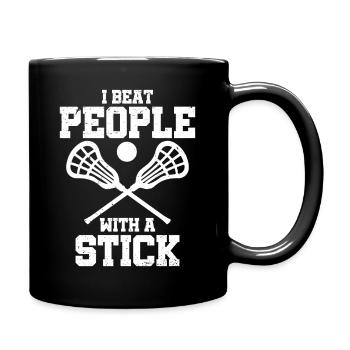 I Beat People with A Stick Funny Lacrosse - Full Colour Mug - black - Right