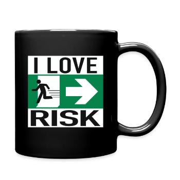 LOVE RISK – Mut beginnt mit einem Schritt - Tasse einfarbig - Schwarz - Rechts