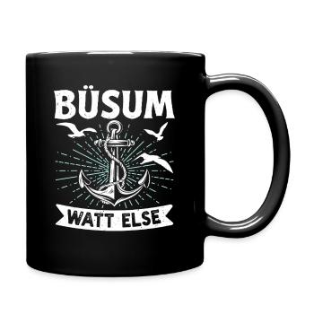 Nordsee Urlaub BÜSUM WATT SONST Lustiges - Tasse einfarbig - Schwarz - Rechts