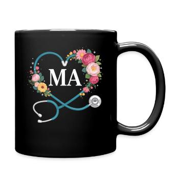 Blumenherz Stethoskop MA - Tasse einfarbig - Schwarz - Rechts