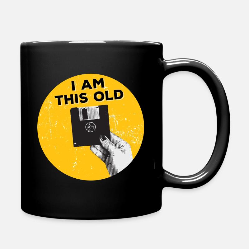 I am this old floppy disk 80s retro - Full Colour Mug - black