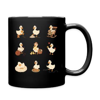 Lustige Häkelenten, Häkelliebhaber, Garnliebhaber - Tasse einfarbig - Schwarz - Rechts