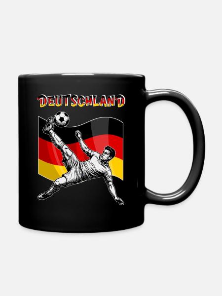 Fußball Deutschland Flagge Fallrückzieher - Tasse einfarbig - Schwarz