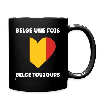 Belgische Herz-Trikolore - Tasse einfarbig - Schwarz - Rechts