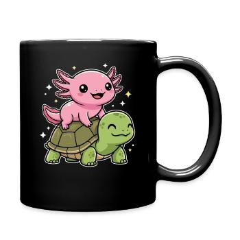 Axolotl et tortue - Mug uni - noir - Droite