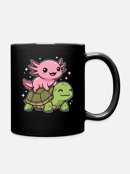 Axolotl and turtle - Full Colour Mug - black