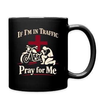 Motorrad-verkehrs-humor, Den Fahrer - Tasse einfarbig - Schwarz - Rechts