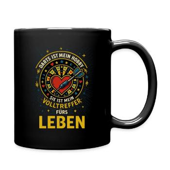 Darts ist mein Hobby – Volltreffer fürs Leben - Tasse einfarbig - Schwarz - Rechts