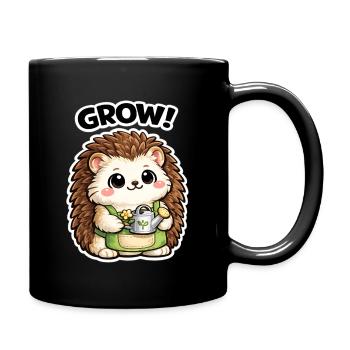 Kawaii Garten-Igel Grow! - Tasse einfarbig - Schwarz - Rechts