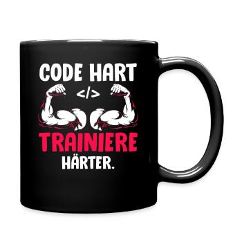 Coder CODE HART TRAINIERE HÄRTER Lustiges - Tasse einfarbig - Schwarz - Rechts