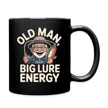 Old Man Big Lure Energy Lustiger Angler Opa - Tasse einfarbig - Schwarz - Rechts