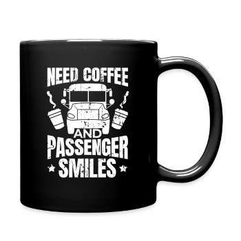 Need coffee and smiles from passengers - Full Colour Mug - black - Right