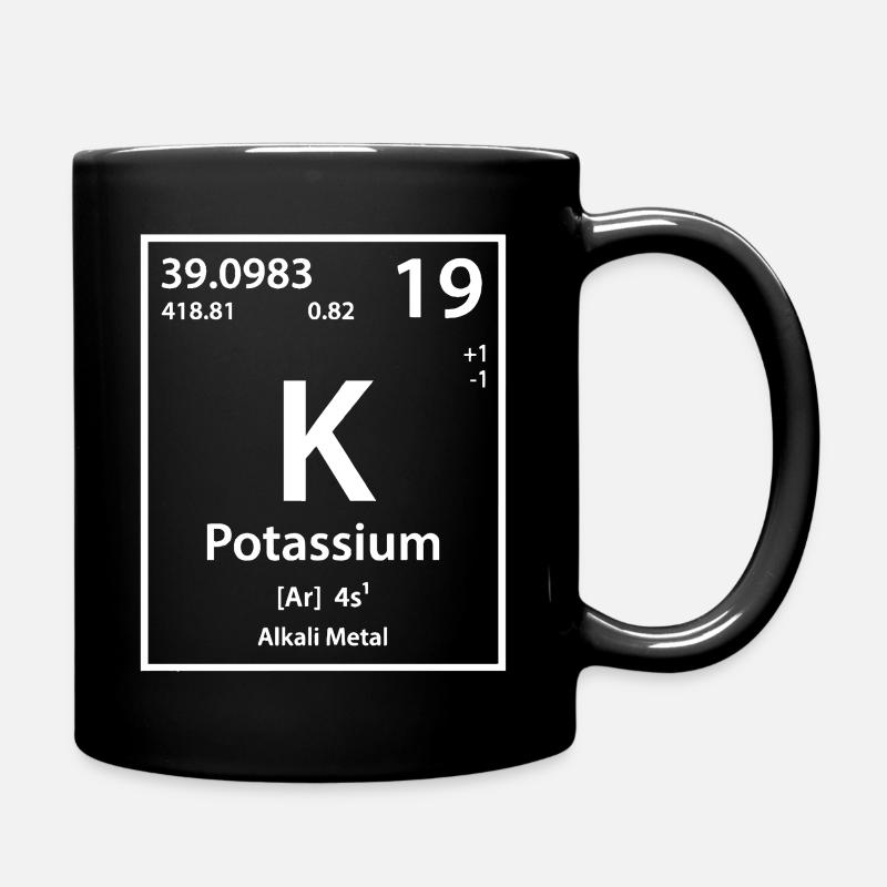 Potassium Chemistry Periodic Table - Full Colour Mug - black