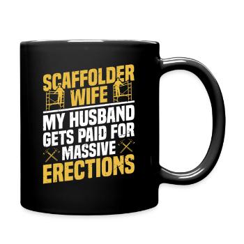 Gerüstehefrau Bauarbeiterin - Tasse einfarbig - Schwarz - Rechts