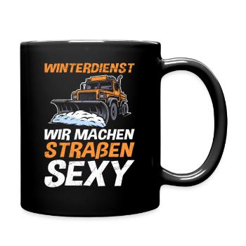 WINTERDIENST WIR MACHEN STRAßEN SEXY Lustig - Tasse einfarbig - Schwarz - Rechts
