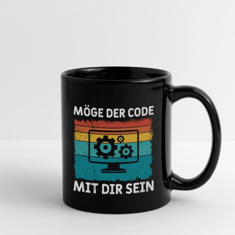 Nerd Computer MÖGE DER CODE MIT DIR SEIN LUSTIG Tasse einfarbig