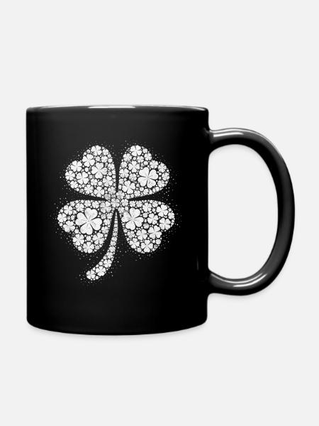 Vierblättriges Punktdesign Kleeblatt - Tasse einfarbig - Schwarz