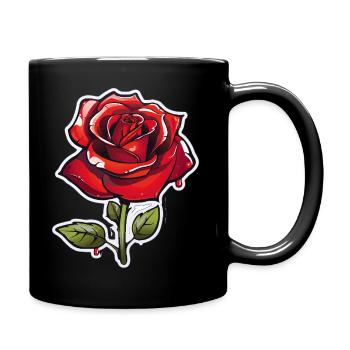 Red Rose in Comics Style - Full Colour Mug - black - Right