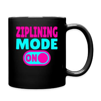 Ziplining Mode ON – Adrenalin an der Zipline - Tasse einfarbig - Schwarz - Rechts
