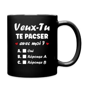 Veux-Tu te pacser ? Quiz romantique - Mug uni - noir - Droite