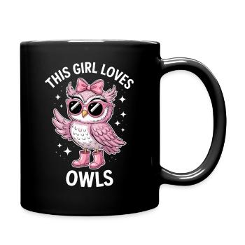 Eule Sprüche Eulen Lustiges Eulen Geschenk - Tasse einfarbig - Schwarz - Rechts