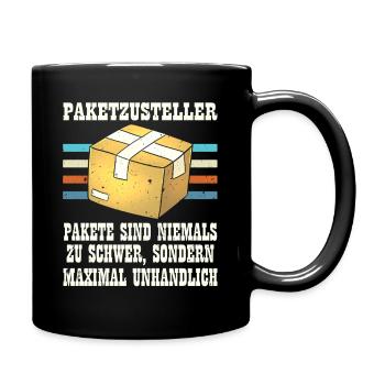 Postboten PAKETZUSTELLER PAKETE SIND NIEMALS ZU - Tasse einfarbig - Schwarz - Rechts