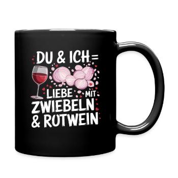 Toi et moi, on aime avec des oignons et du vin rouge pour - Mug uni - noir - Droite