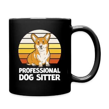Corgi Profi-Hundesitter Retro - Tasse einfarbig - Schwarz - Rechts