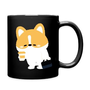 Tired Corgi Coffee  - Full Colour Mug - black - Right
