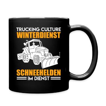 Schneepflug TRUCKING CULTURE WINTERDIENST Lustig - Tasse einfarbig - Schwarz - Rechts