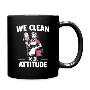 Reinigungskraft Housekeeping Team Motiv - Tasse einfarbig - Schwarz - Rechts