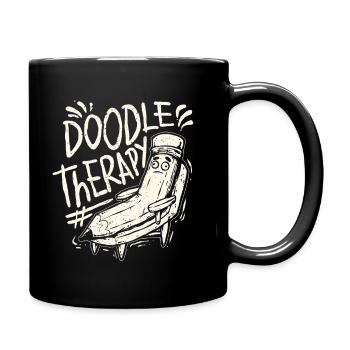 Doodle Kritzeln Zeichnung - Tasse einfarbig - Schwarz - Rechts