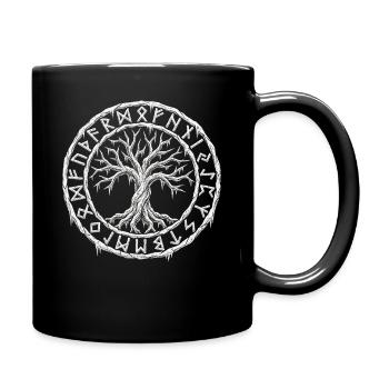 Yggdrasil Runenkreis - Weltenbaum Futhark - Tasse einfarbig - Schwarz - Rechts