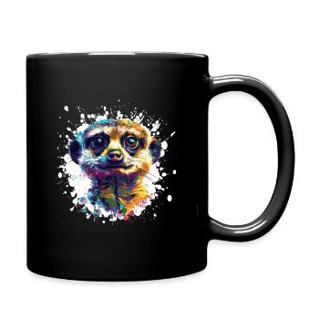 Erdmännchen Porträt Splash - Tasse einfarbig - Schwarz - Rechts