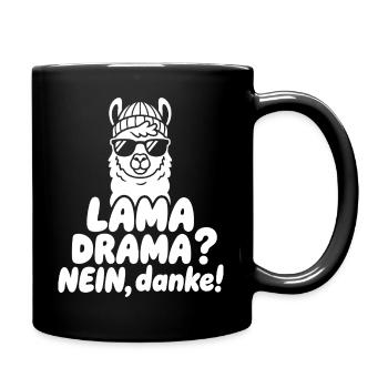 Lama Drama Nein Danke - Tasse einfarbig - Schwarz - Rechts