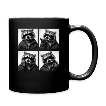 Raccoon Noir Quadruple: Sunglasses Cigarette - Full Colour Mug - black - Right
