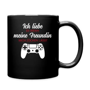 Ich liebe es wenn meine Freundin mich zocken lässt - Tasse einfarbig - Schwarz - Rechts